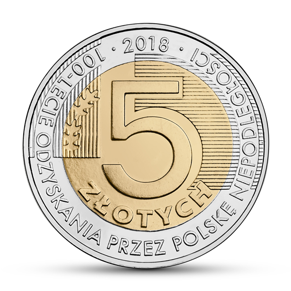 5 zł - 100 lecie odzyskania przez Polskę niepodległości